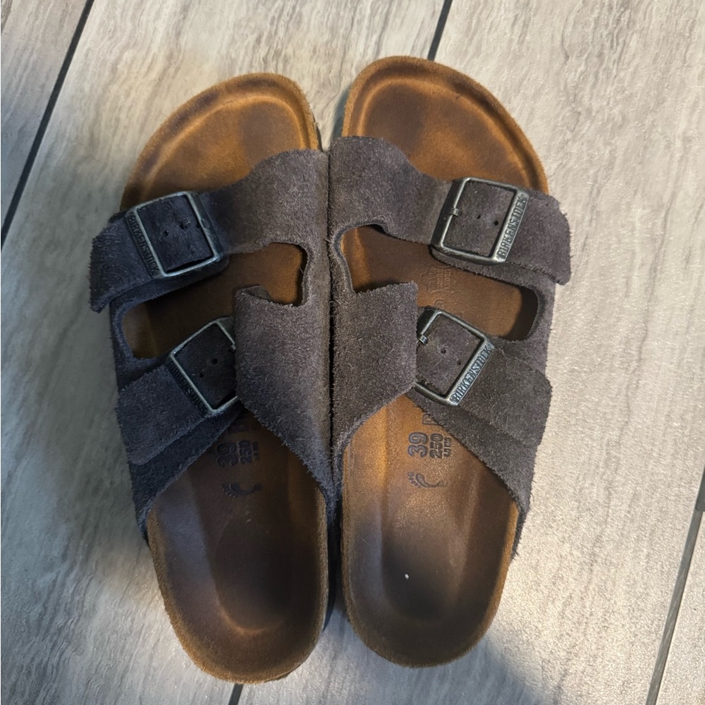 Birkenstock Suede Sandals in Dark Gray